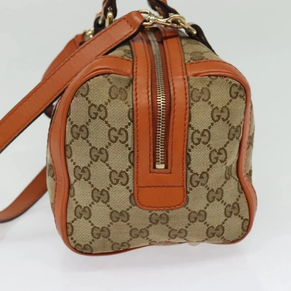 GUCCI GG Canvas Hand Bag 2way Beige Gold 269876 Auth 141858